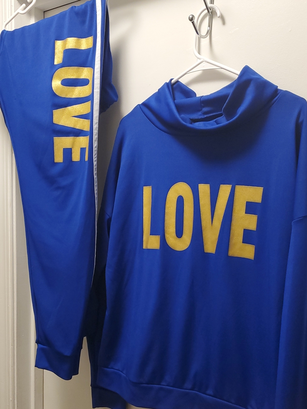 PrettyLittleThing Royal Blue Kids Pajama Set with Gold "LOVE" Print